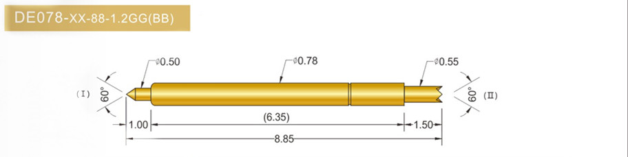 078雙頭探針尺寸、BGA雙頭頂針、雙向可動(dòng)探針、帶彈簧頂針、測試探針
