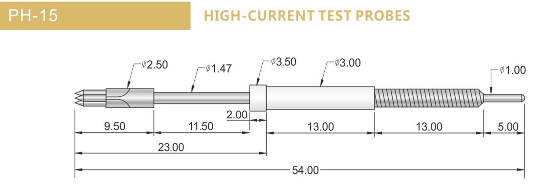 PH-15測試探針尺寸，華榮華探針選型規(guī)格